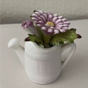 Napcoware Vintage Bone China Watering Can With Flowers